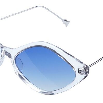 CHIHIRO - Clear & Silver Frame with Light Blue Lenses