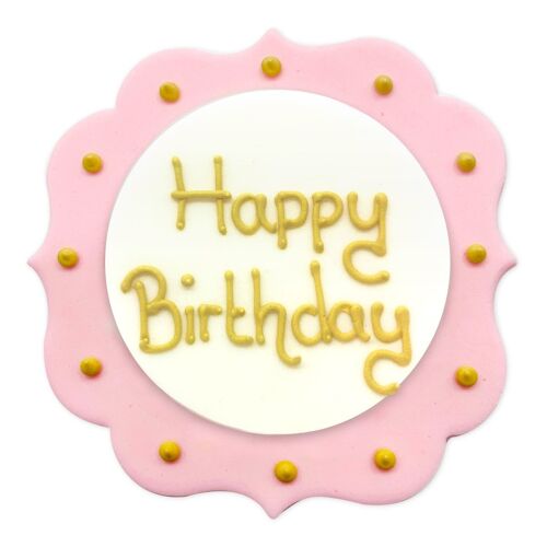 Pink Happy Birthday Sugarcraft Plaque