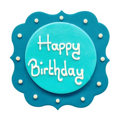 Plaque de Sugarcraft aux nuances de bleu Happy Birthday