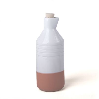 Enameled clay bottle on white