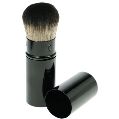 Powder brush, retractable, black, Toray hair, length: 10 cm, Ø 3cm