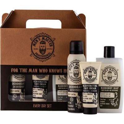 Set regalo per uomo - Set regalo per tutti i giorni | Deodorante + Crema viso + Sapone corpo e capelli