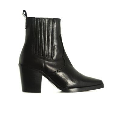 Valentina Black Leather Booties