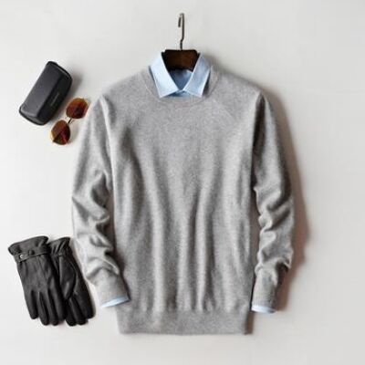 Cashmere 60 Round - gray o-neck - XXL