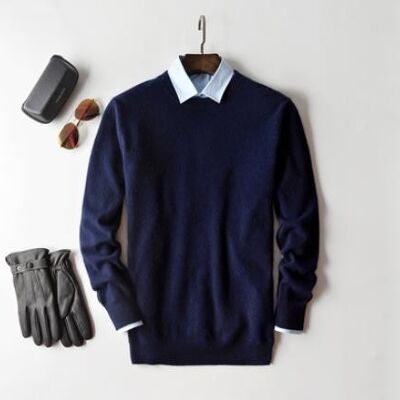 Cashmere 60 Round - navy blue o-neck - M