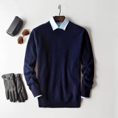 Cashmere 60 Round - navy blue o-neck - L