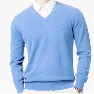 Cashmere 60 Round - sky blue v-neck - XXXL