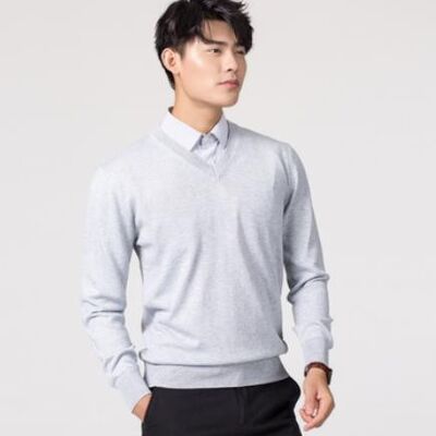 Cashmere 60 - v-neck light grey - XXXL