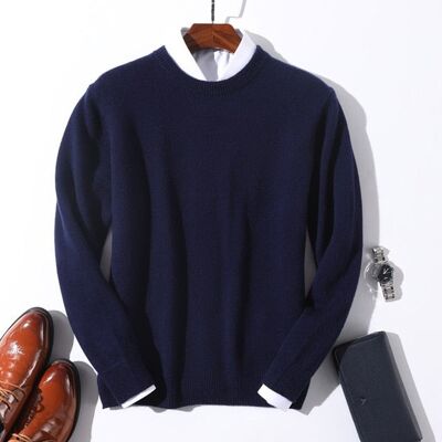 Cashmere 100 Round - Navy Blue - S