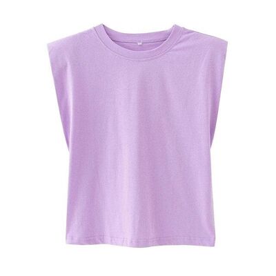 Padded shoulder Tees - lilac - M