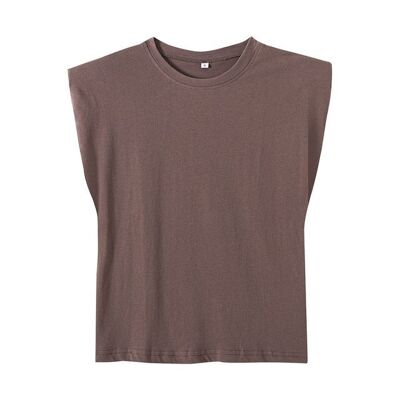 Padded shoulder Tees - coffee - L