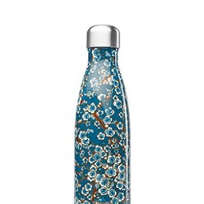 Botella termo 500 ml, flores azul