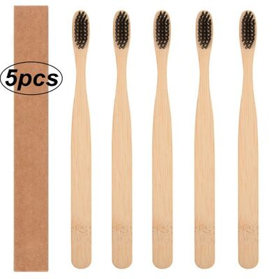 Toothbrush Natural Bamboo - 5pcs black