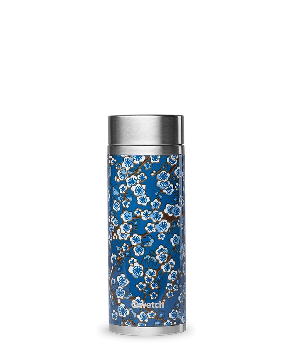 Teezubereiter Thermobecher 400 ml, Flowers blau