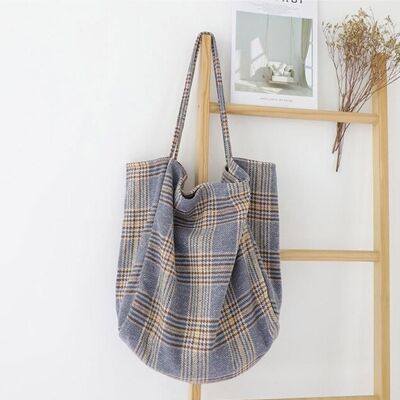 Plaid Tote - Blue