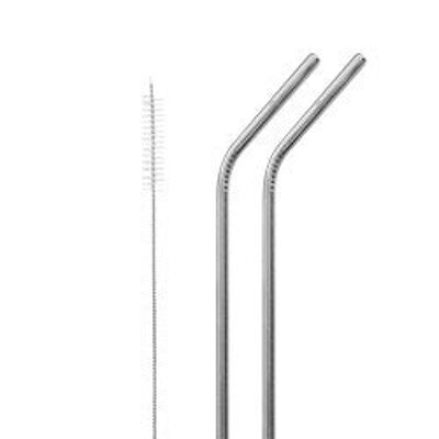 Stainless steel drinking straw set, curved