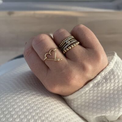Il mio anello a forma di cuore - riempito d'oro 14 carati