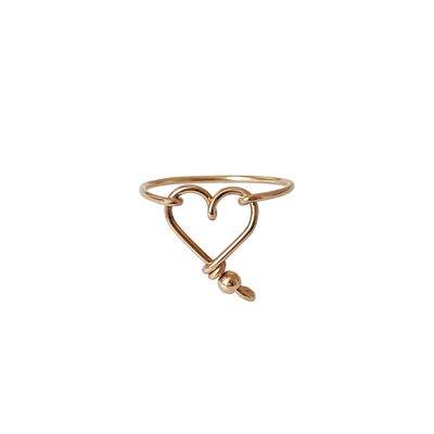Il mio anello a forma di cuore - riempito d'oro rosa 14k