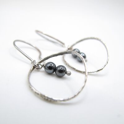 Silver and hematite earrings