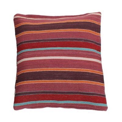 Hazan Kelim Cushion Stripes Purple Turquoise  60 x 60 cm