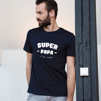 T shirt "Super Papa" - Homme - Couleur Bleu Marine