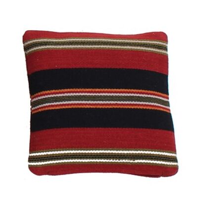 Hazan Kelim Cushion Stripes Charcoal Red  45 x 45 cm