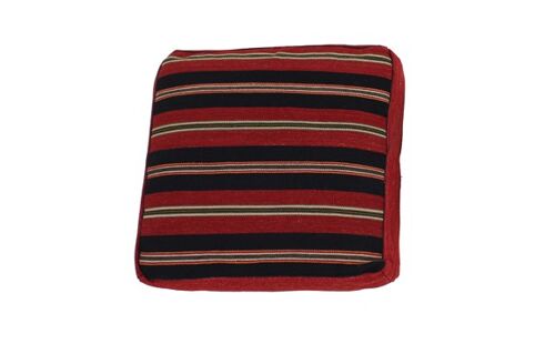 Hazan Kelim Cushion Stripes Charcoal Red  90 x 90 cm