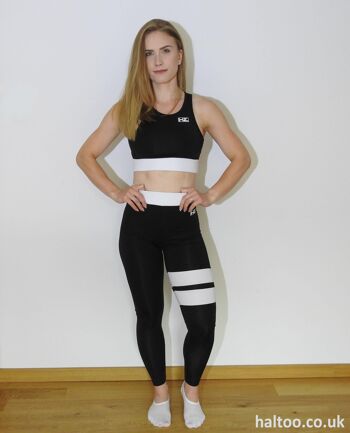 HALTOO Survêtement 2 pièces noir et blanc pour Yoga Gym Fitness 5