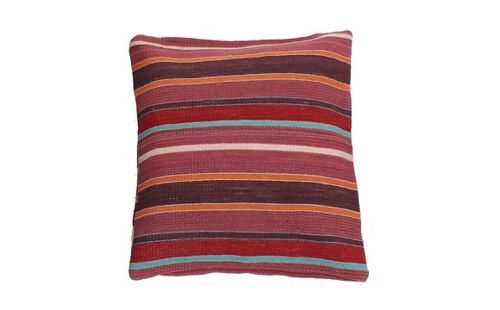 Hazan Kelim Cushion Stripes Purple Turquoise  90 x 90 cm