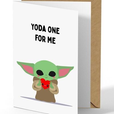 Tarjeta de felicitación del corazón de Baby Yoda Star Wars