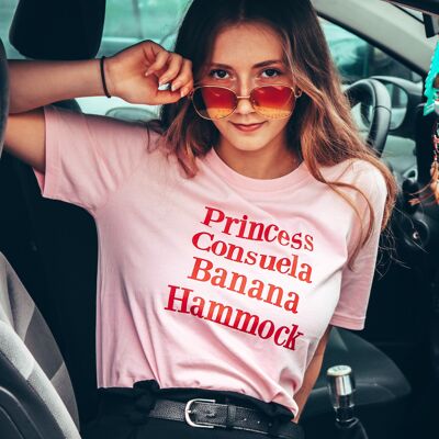 "Princess Consuela Banana Hammock" Women's Tshirt - Pink Color