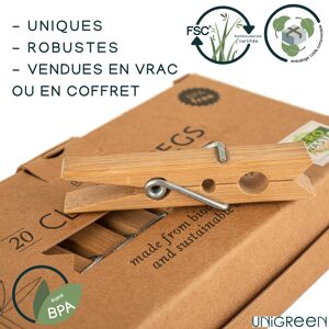 Coffret de 20 pinces à linge en bambou