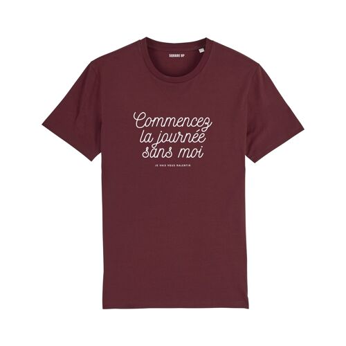 T-shirt à message "Commencez la journée sans moi" Femme - Couleur Bordeaux