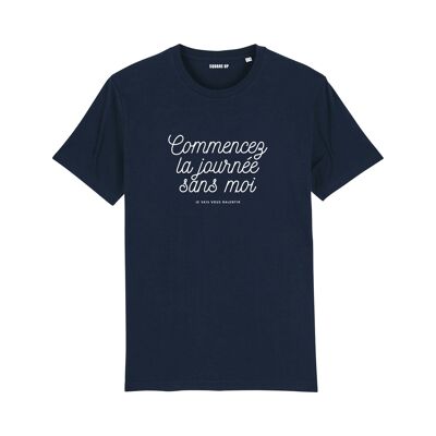 Women's "Start the day without me" message t-shirt - Color Navy Blue
