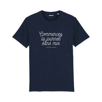 T-shirt à message "Commencez la journée sans moi" Femme - Couleur Bleu Marine