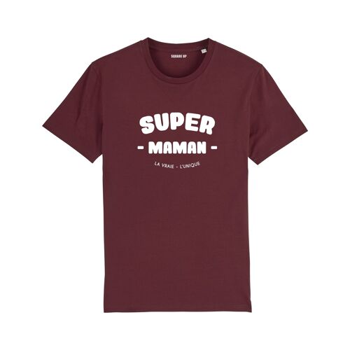 T-shirt "Super Maman" - Femme - Couleur Bordeaux