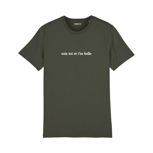 T-shirt "Sois toi et t'es belle" - Femme - Couleur Kaki