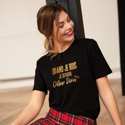 T-shirt "Quando bevo divento Celine Dion" - Donna - Colore Nero