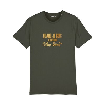 Camiseta "Cuando bebo me convierto en Celine Dion" - Mujer - Color caqui
