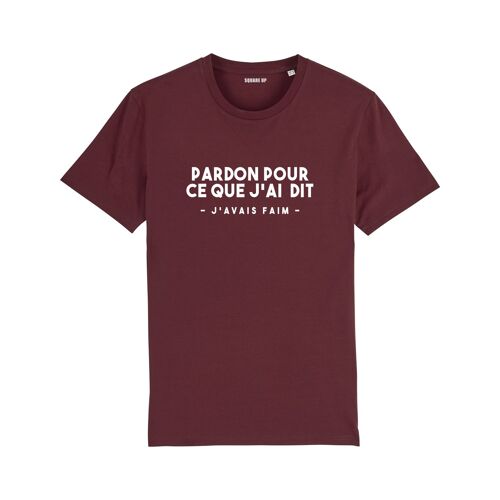 T-shirt "Pardon pour ce que j'ai dit" - Femme - Couleur Bordeaux
