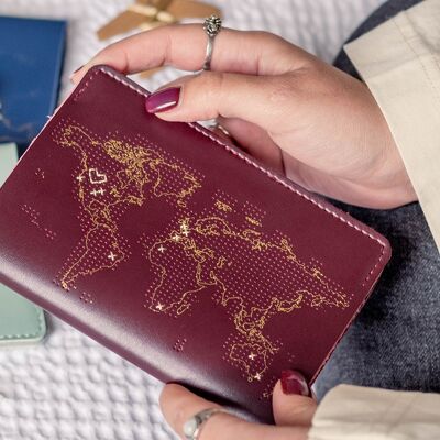 Couverture de passeport Stitch Where You've Been Bordeaux