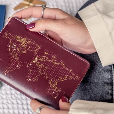 Couverture de passeport Stitch Where You've Been Bordeaux