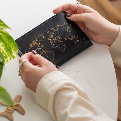 Stitch Where You've Been Passport Cover - Black Vegan Leather