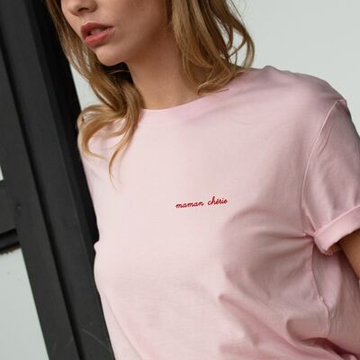 T-shirt "Maman Chérie" - Femme - Couleur Rose