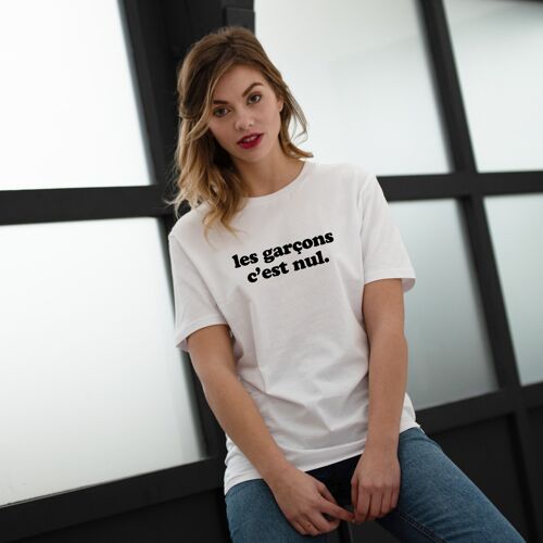 T-shirt "Les garçons c'est nul" - Femme - Couleur Blanc