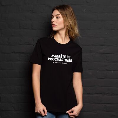 T-shirt "J'arrête de procrastiner" - Femme - Couleur Noir