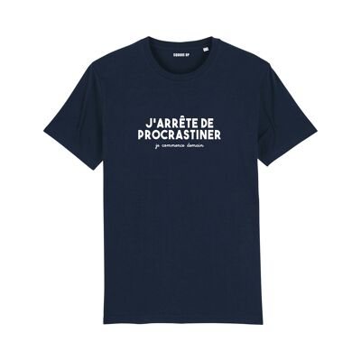 T-shirt "J'arrête de procrastiner" - Femme - Couleur Bleu Marine