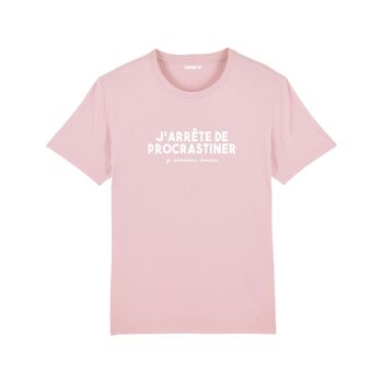 T-shirt "J'arrête de procrastiner" - Femme - Couleur Rose