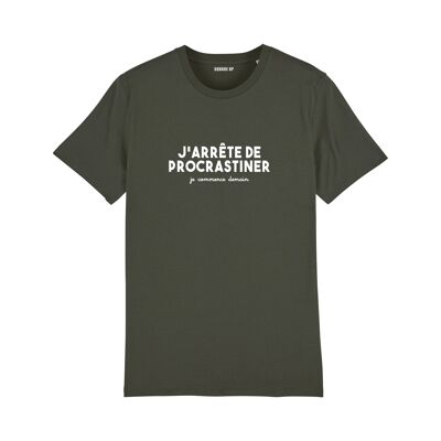 T-shirt "J'arrête de procrastiner" - Femme - Couleur Kaki
