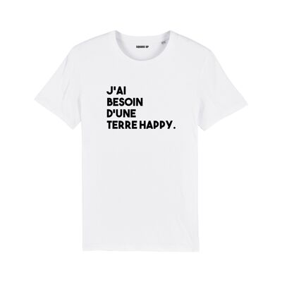 "I need a happy earth" T-Shirt - Damen - Farbe Weiß